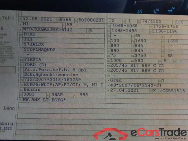 Ford Fiesta (CE1)(2017->) DE - LimS5 1.0 EcoBoost EU6d, ST-Line Start/Stopp (EURO 6d), 2021 - 2022 #6